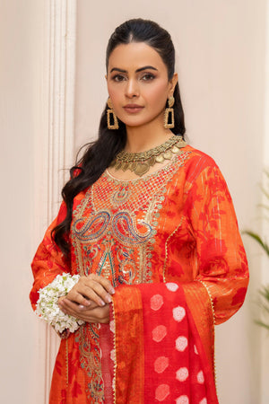 3 Piece Orange Lorax Munnar Suit Pret - AR-3659 - ARFARIWAJ