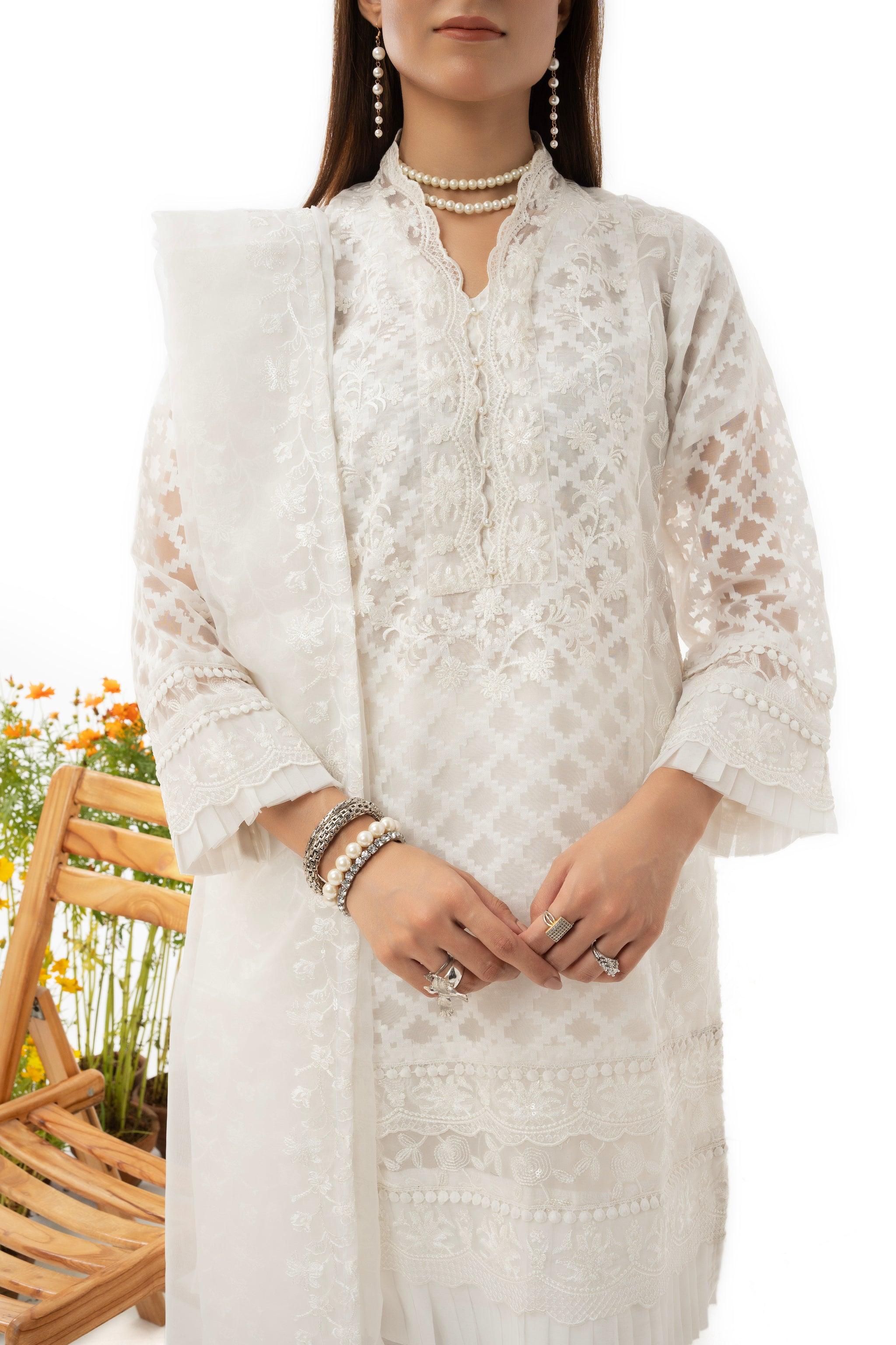 3 Piece Organza Jacquard Suit RTW - IN-28-WHITEDOVE-S23 - ARFARIWAJ