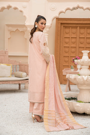 3 Piece Peach Embroidered Lawn Suit RTW - IN-260 - ARFARIWAJ