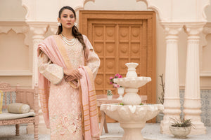 3 Piece Peach Embroidered Lawn Suit RTW - IN-260 - ARFARIWAJ