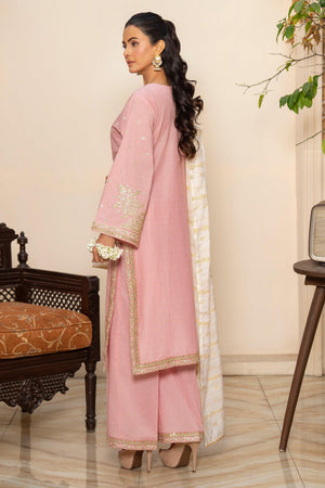 3 Piece Pink Grid Ready To Wear - AR-3657 - ARFARIWAJ