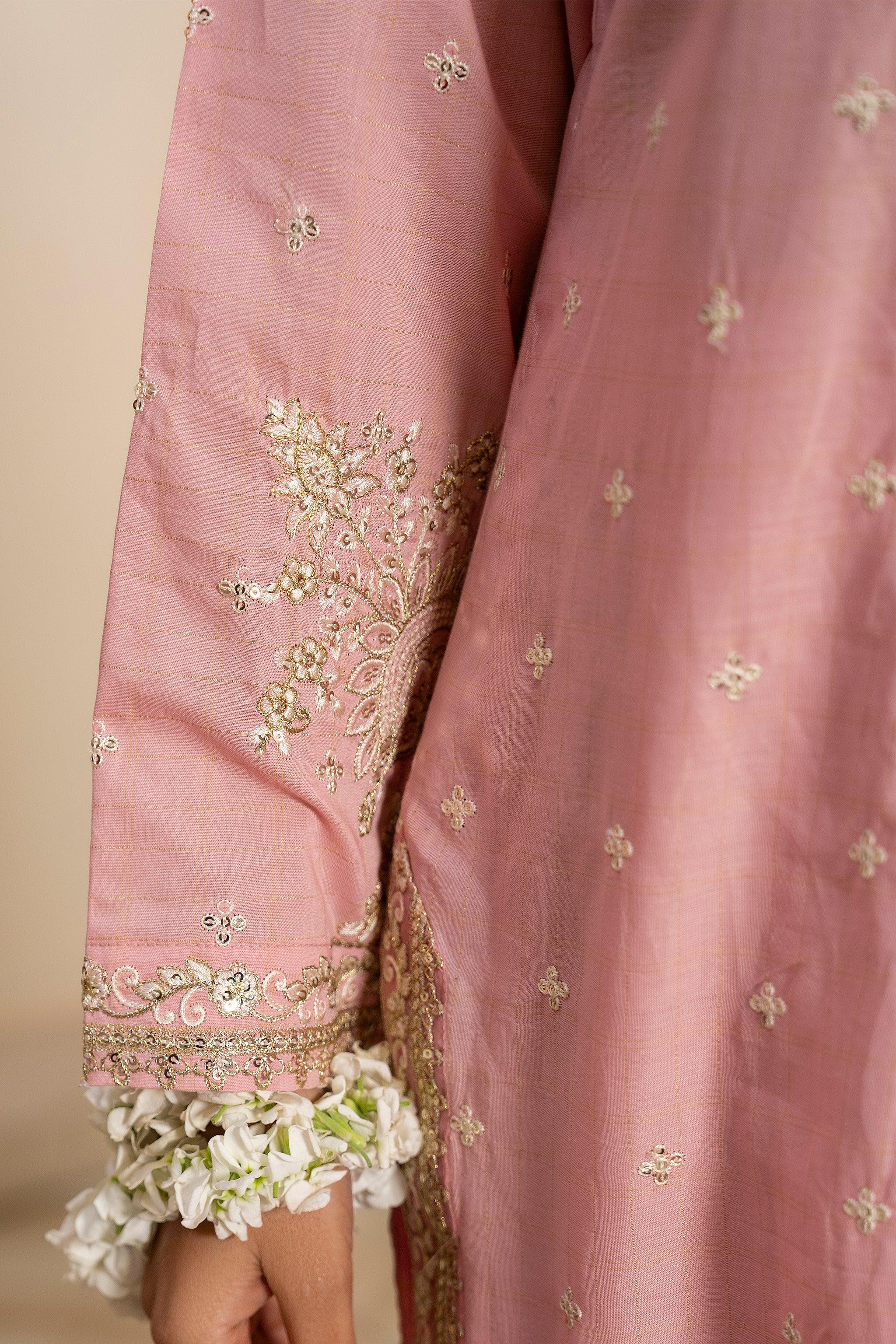 3 Piece Pink Grid Suit Pret - AR-3657 - ARFARIWAJ