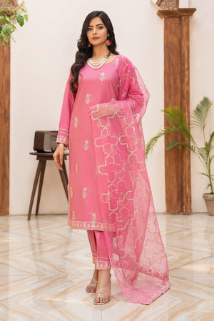3 Piece Pink Thai Silk Ready To Wear - AR-3438 - ARFARIWAJ
