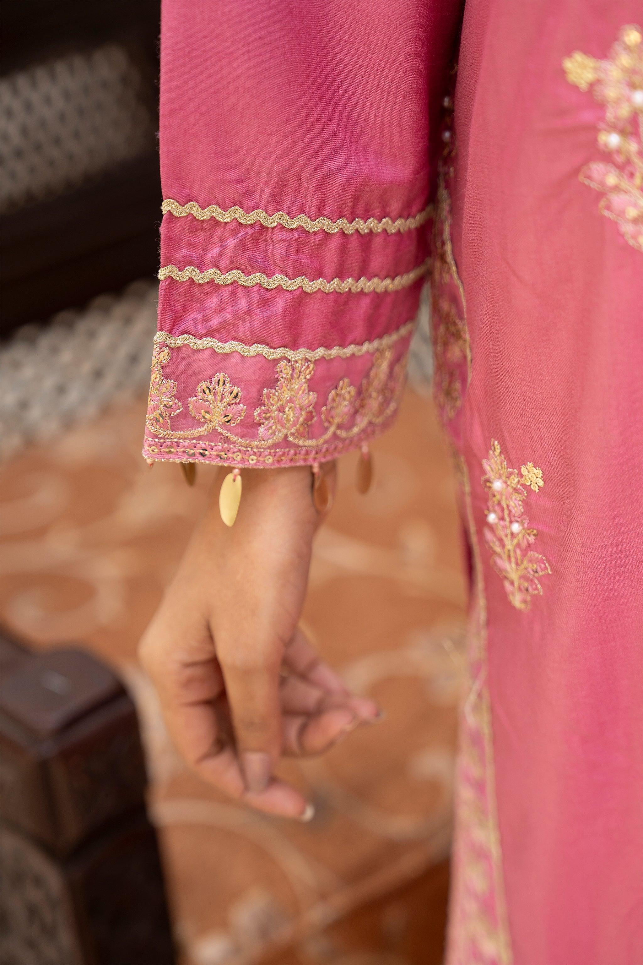 3 Piece Pink Thai Silk Ready To Wear - AR-3438 - ARFARIWAJ