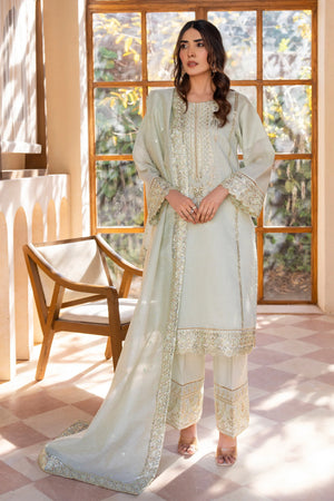 3 Piece Pistachio Ploy Slub Lawn Suit Pret - AR-3699 - ARFARIWAJ