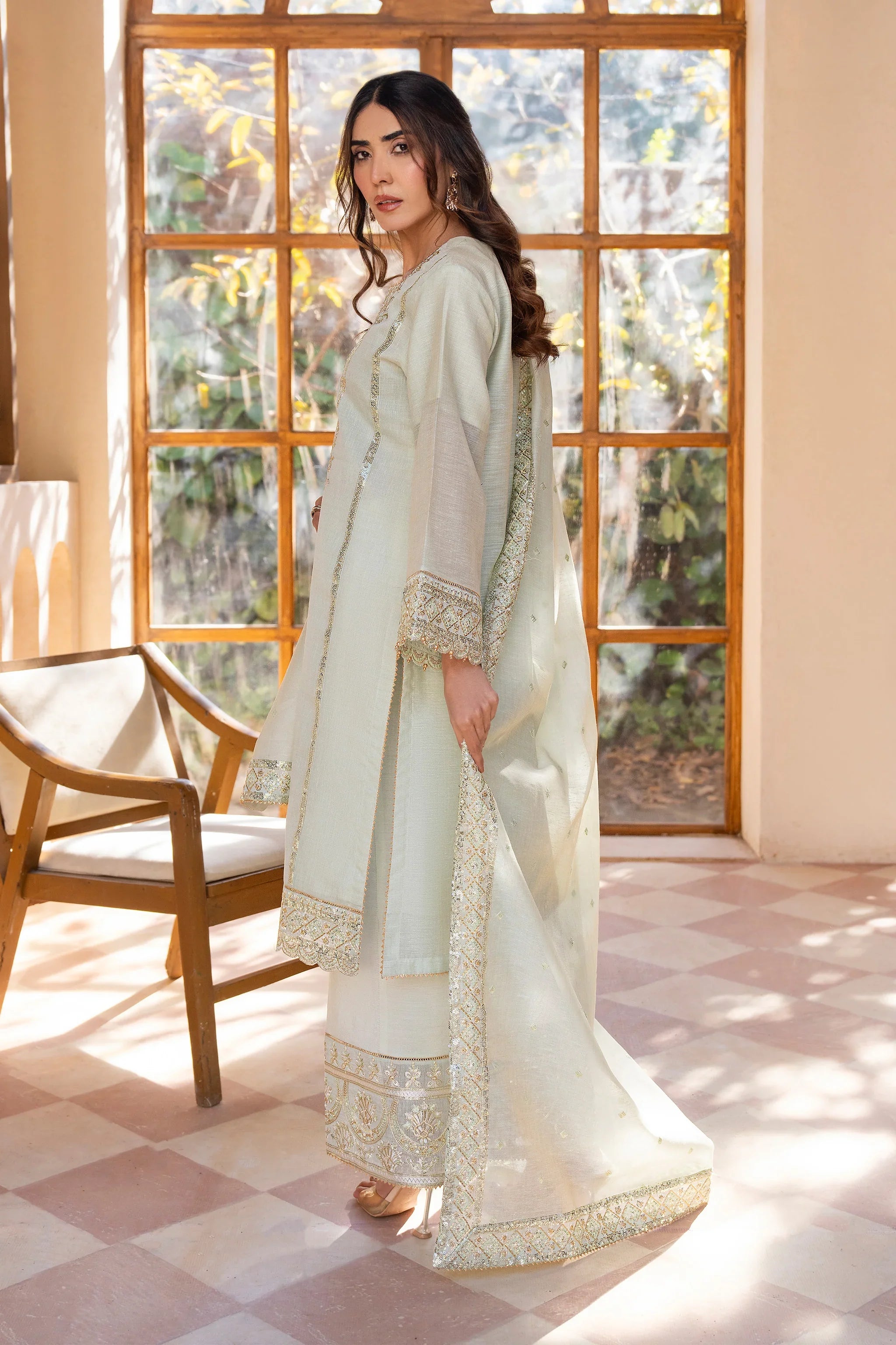 3 Piece Pistachio Ploy Slub Lawn Suit Pret - AR-3699 - ARFARIWAJ