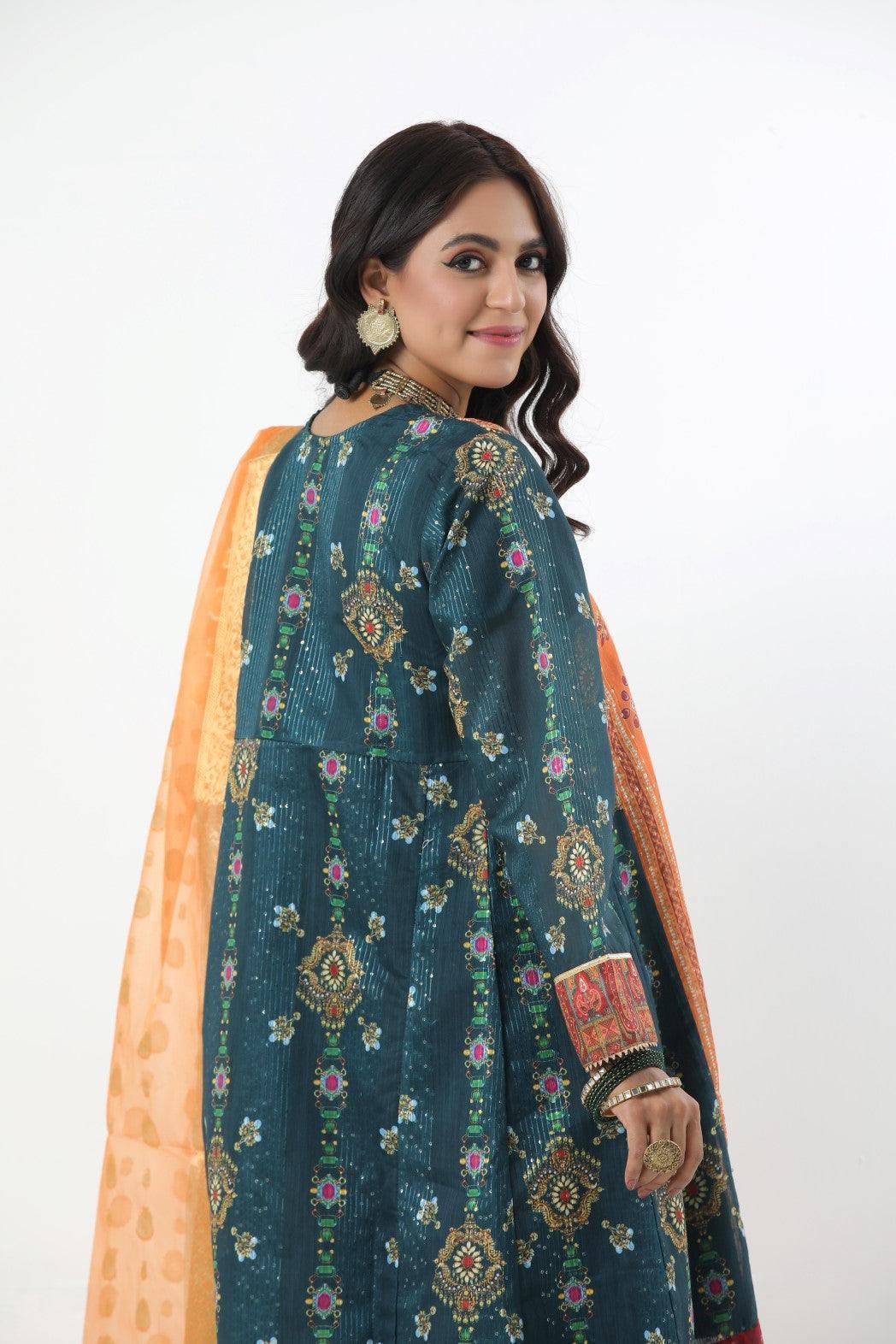 3 Piece Printed Munnar RTW - AR-2812-(Mushq)-S23 - ARFARIWAJ