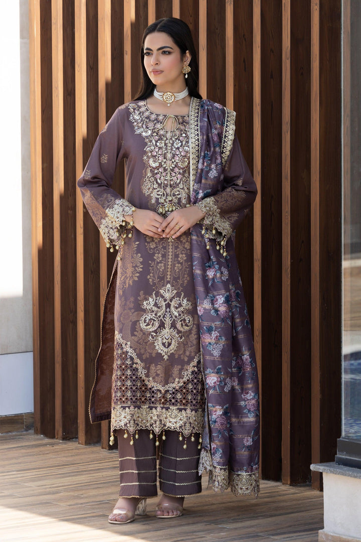 3 Piece Purplish Composed Jacquard Suit Pret - AR-3716 - ARFARIWAJ