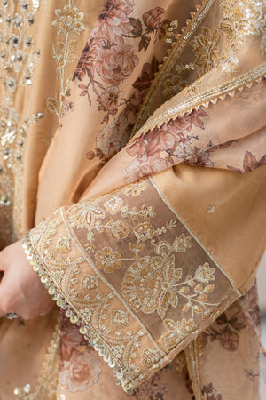 3 Piece Ready To Wear Beige Velvet Suit - IN-391 - ARFARIWAJ