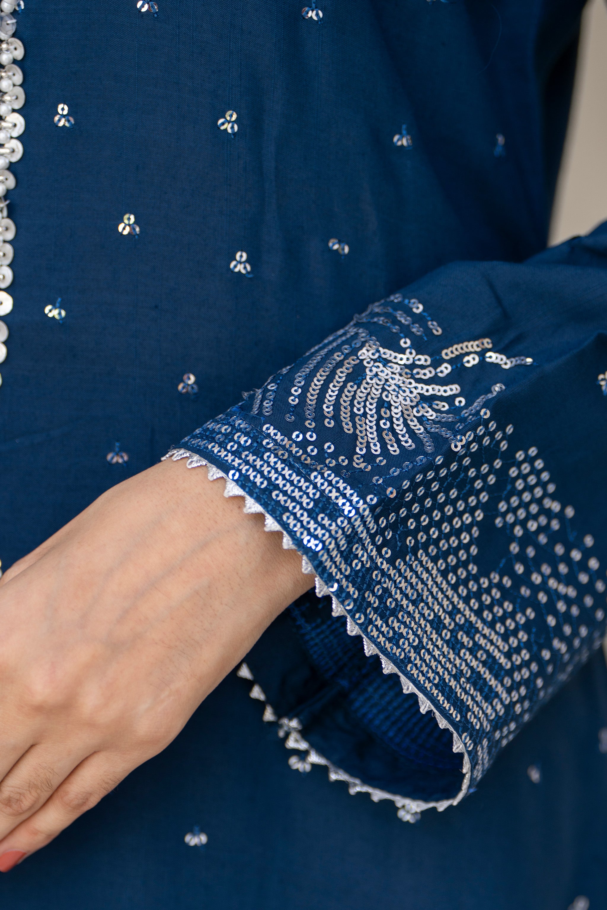 3 Piece Ready To Wear Blue Viscose Suit - IN-387 - ARFARIWAJ
