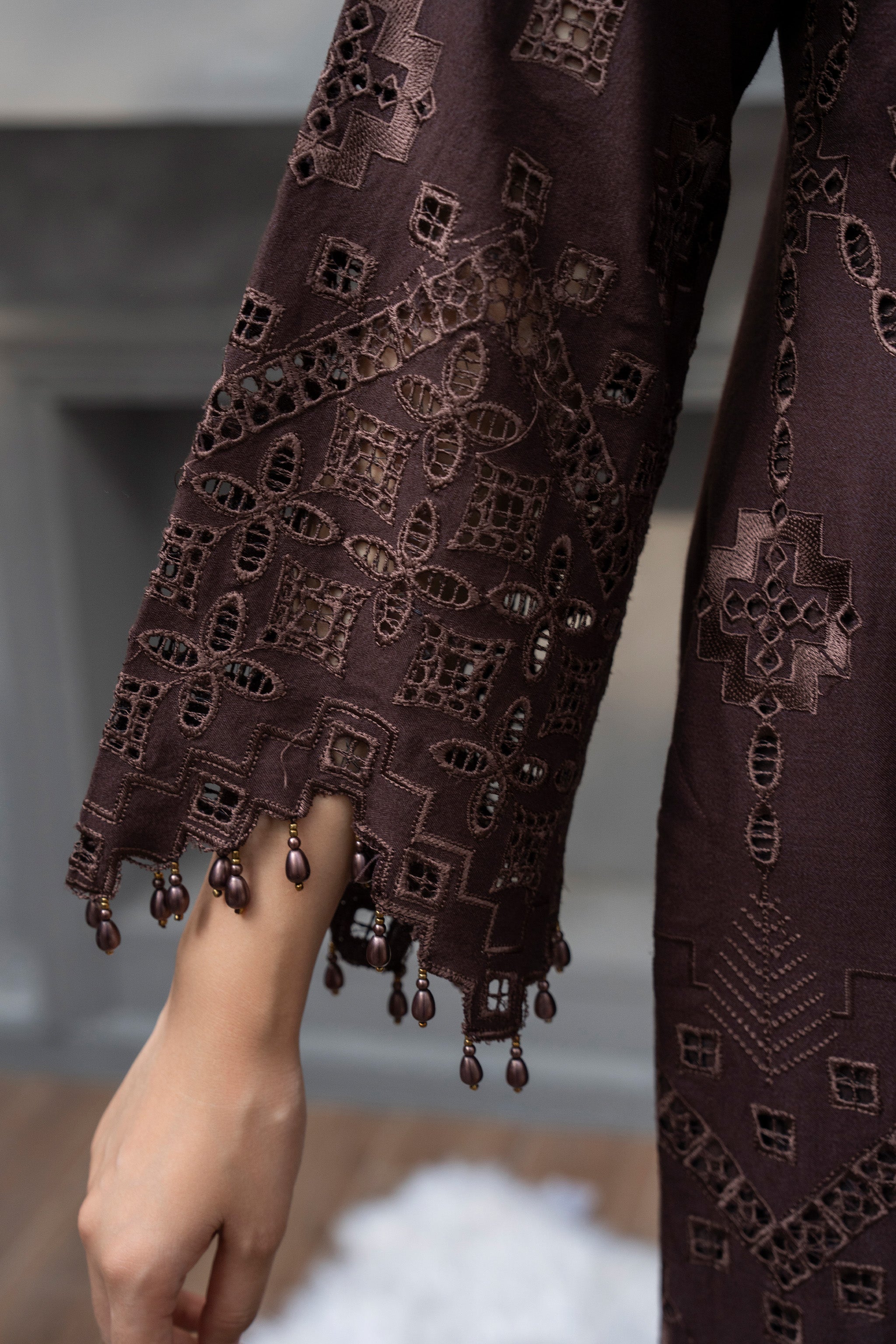 3 Piece Ready To Wear Brown Embroidered Suit - AR-3887 - ARFARIWAJ