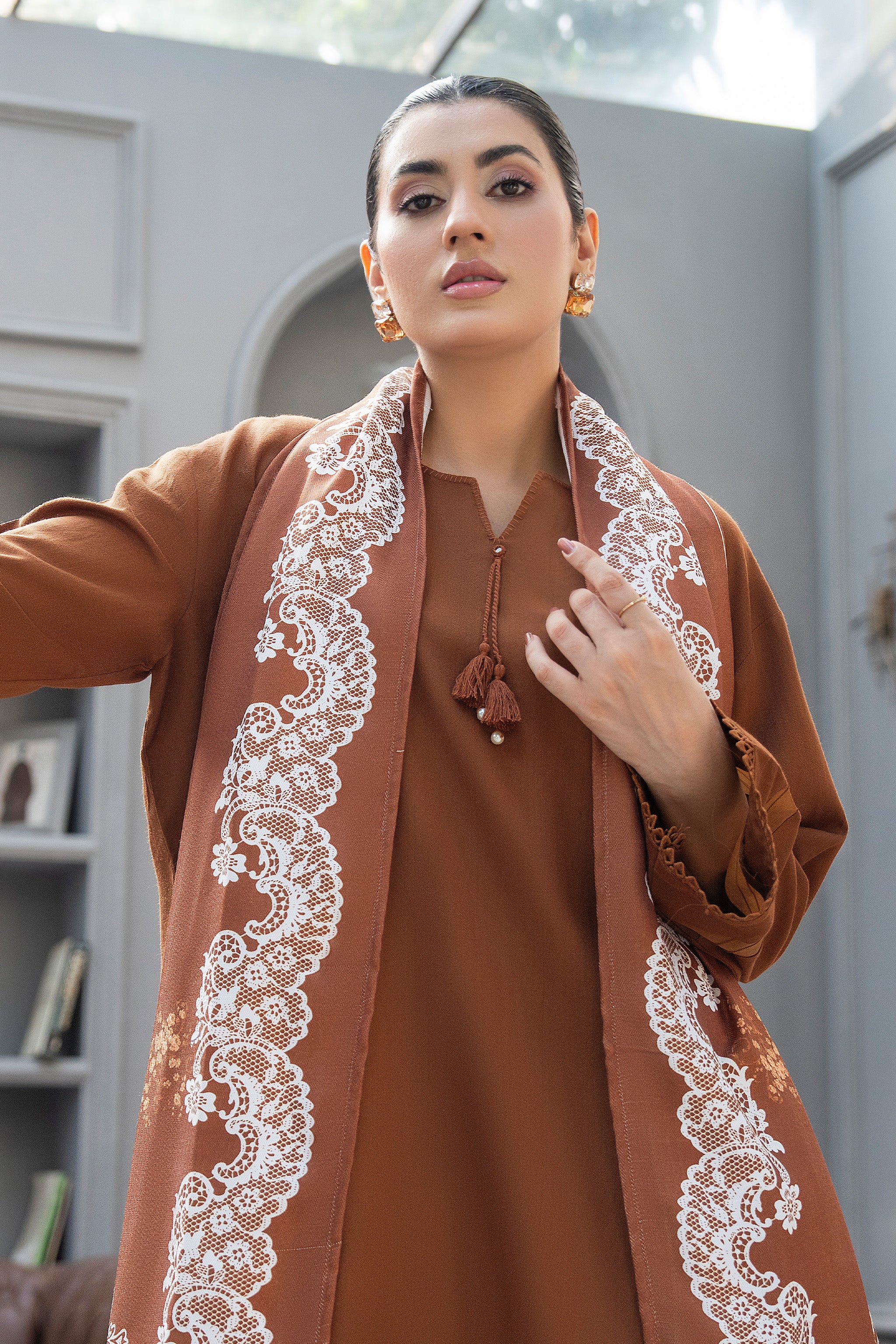 3 Piece Ready To Wear Caramel Suit - AR-3911 - ARFARIWAJ