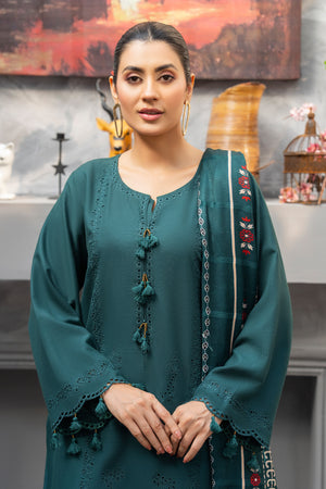 3 Piece Ready To Wear Green Embroidered Suit - AR-3891 - ARFARIWAJ