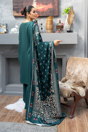 3 Piece Ready To Wear Green Embroidered Suit - AR-3891 - ARFARIWAJ