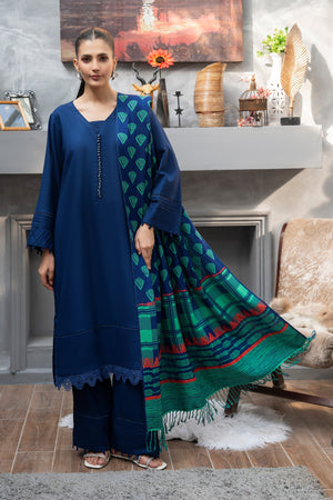 3 Piece Ready To Wear Royal Blue Suit - AR-3913 - ARFARIWAJ