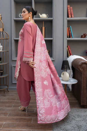3 Piece Ready To Wear Tea Pink Embroidered Suit - AR-3899 - ARFARIWAJ