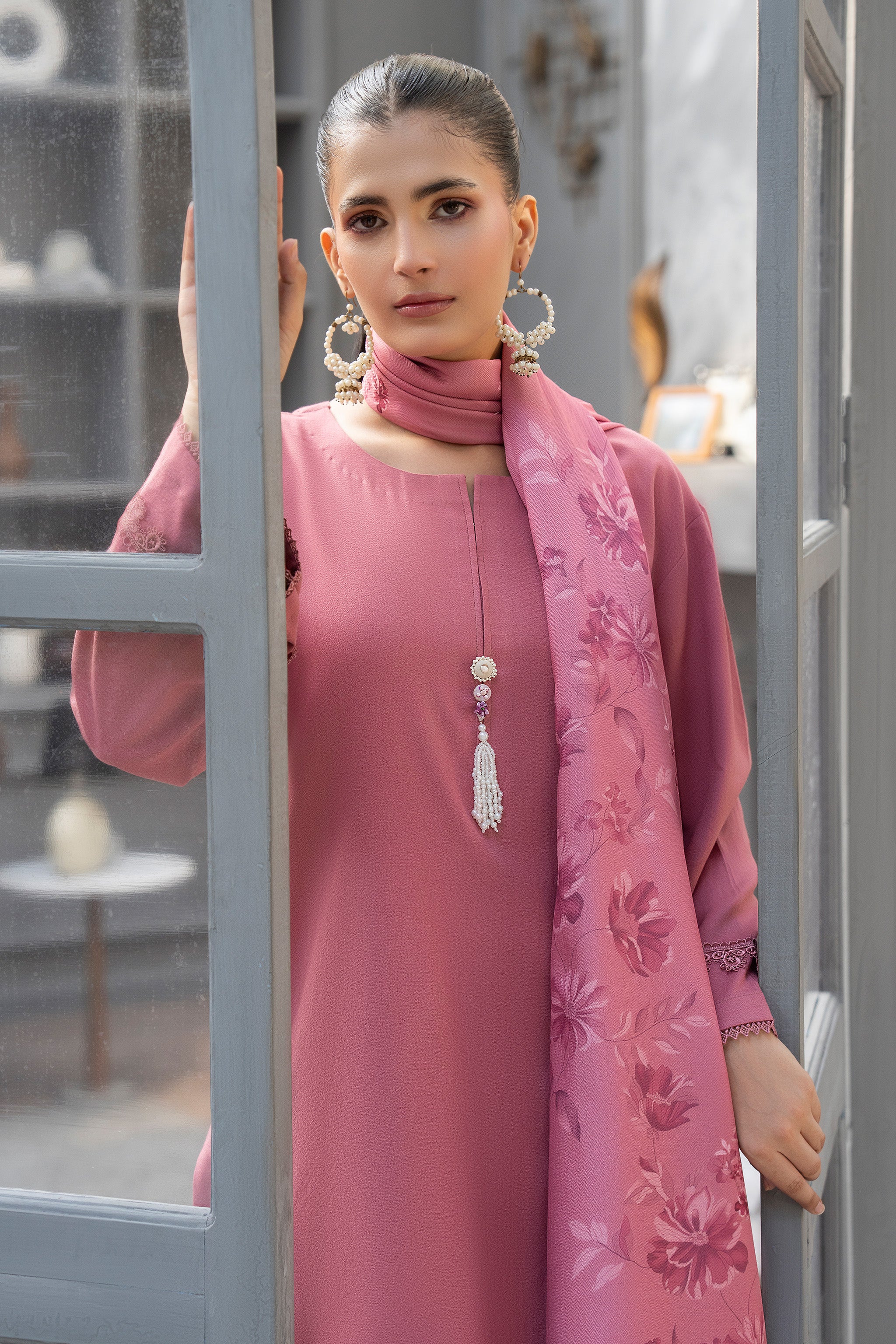 3 Piece Ready To Wear Tea Pink Suit - AR-3920 - ARFARIWAJ