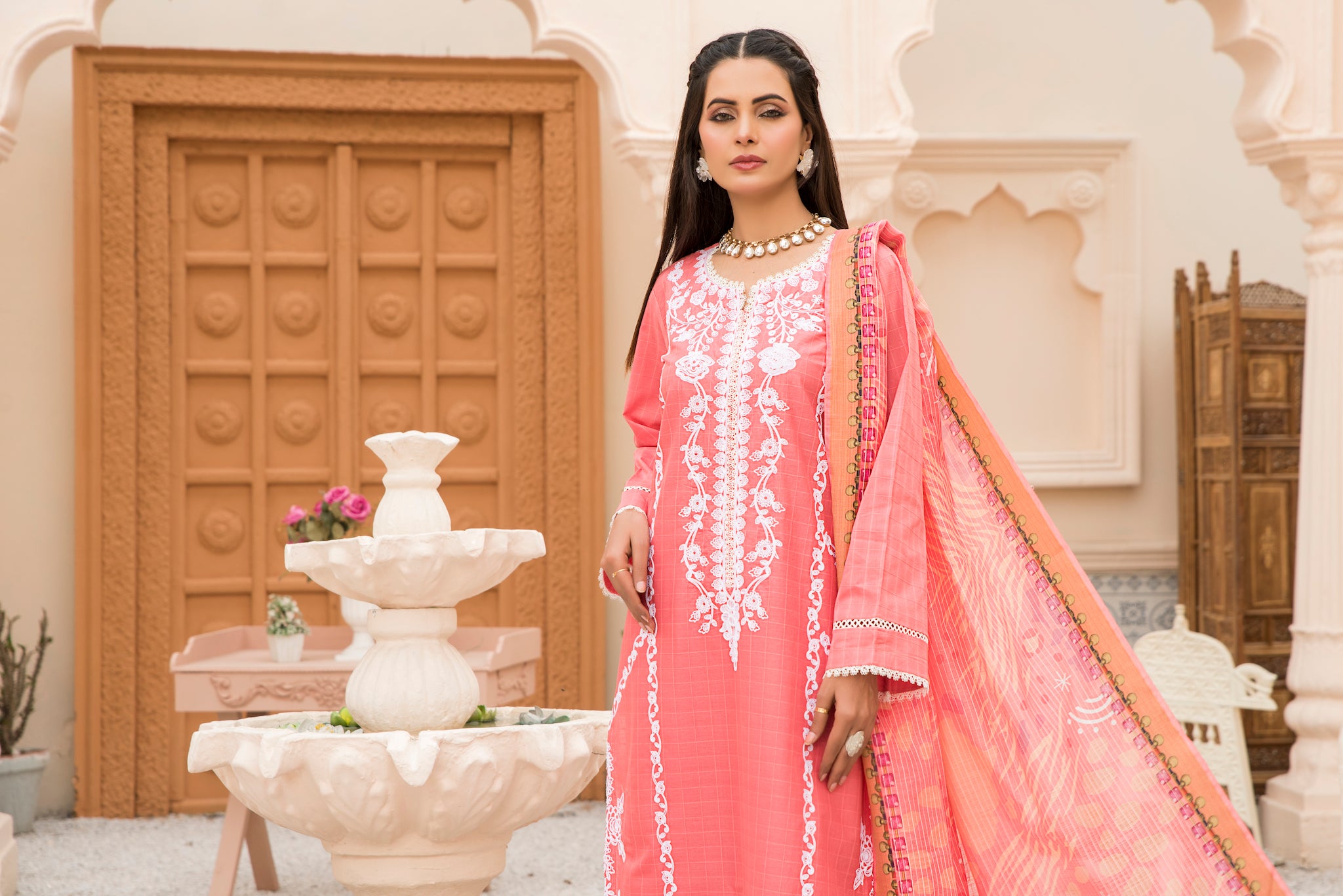 3 Piece Rose Vale Embroidered Ready To Wear - AR-3144 - ARFARIWAJ