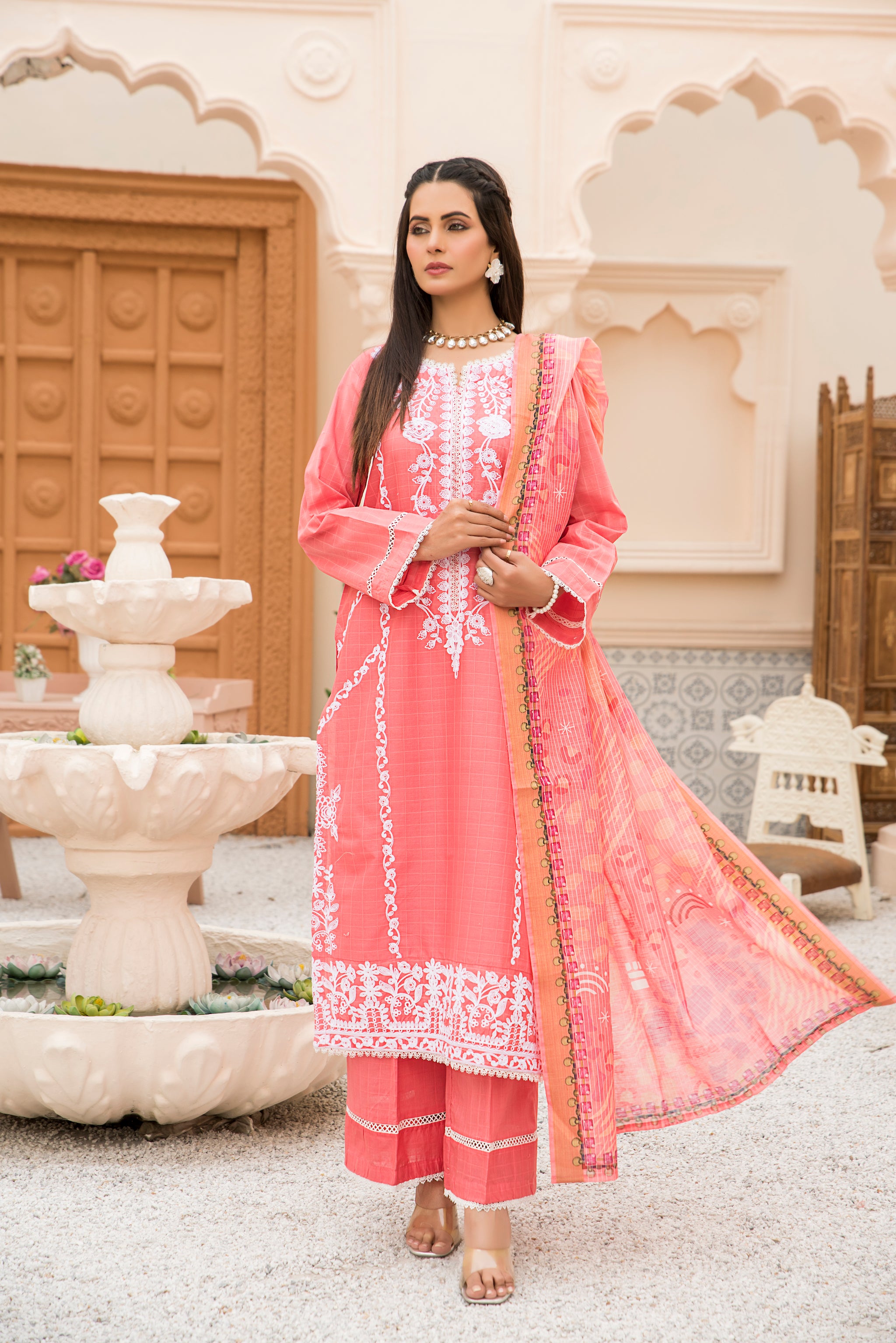 3 Piece Rose Vale Embroidered Ready To Wear - AR-3144 - ARFARIWAJ