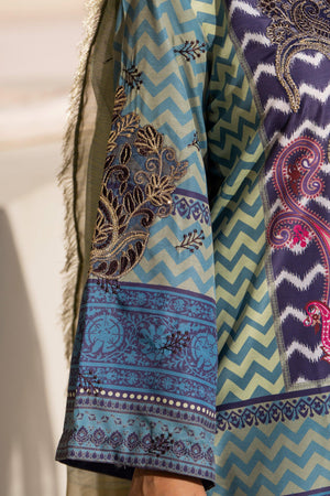 3 Piece Sea Green Viscose Raw Silk Suit Pret - AR-3735 - ARFARIWAJ