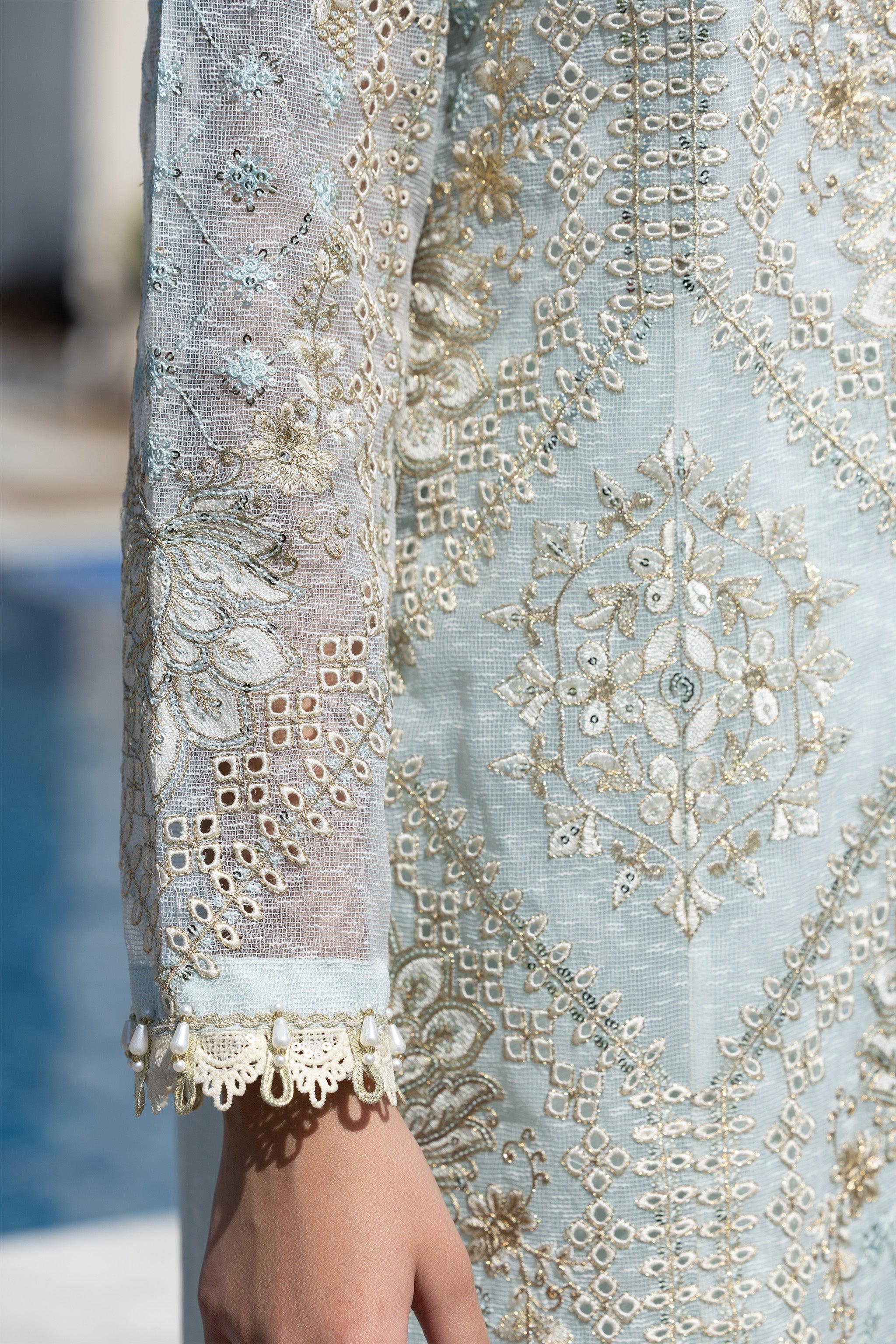 3 Piece Sky Blue Karandi Ready To Wear - IN-356 - ARFARIWAJ