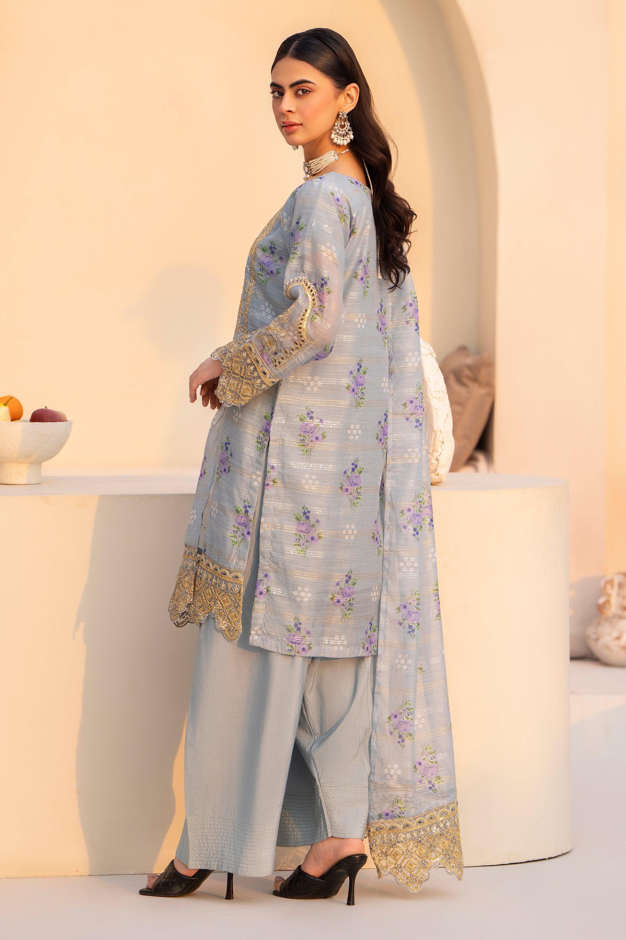 3 Piece Sky Lorax Munnar Suit Pret - AR-3458 - ARFARIWAJ