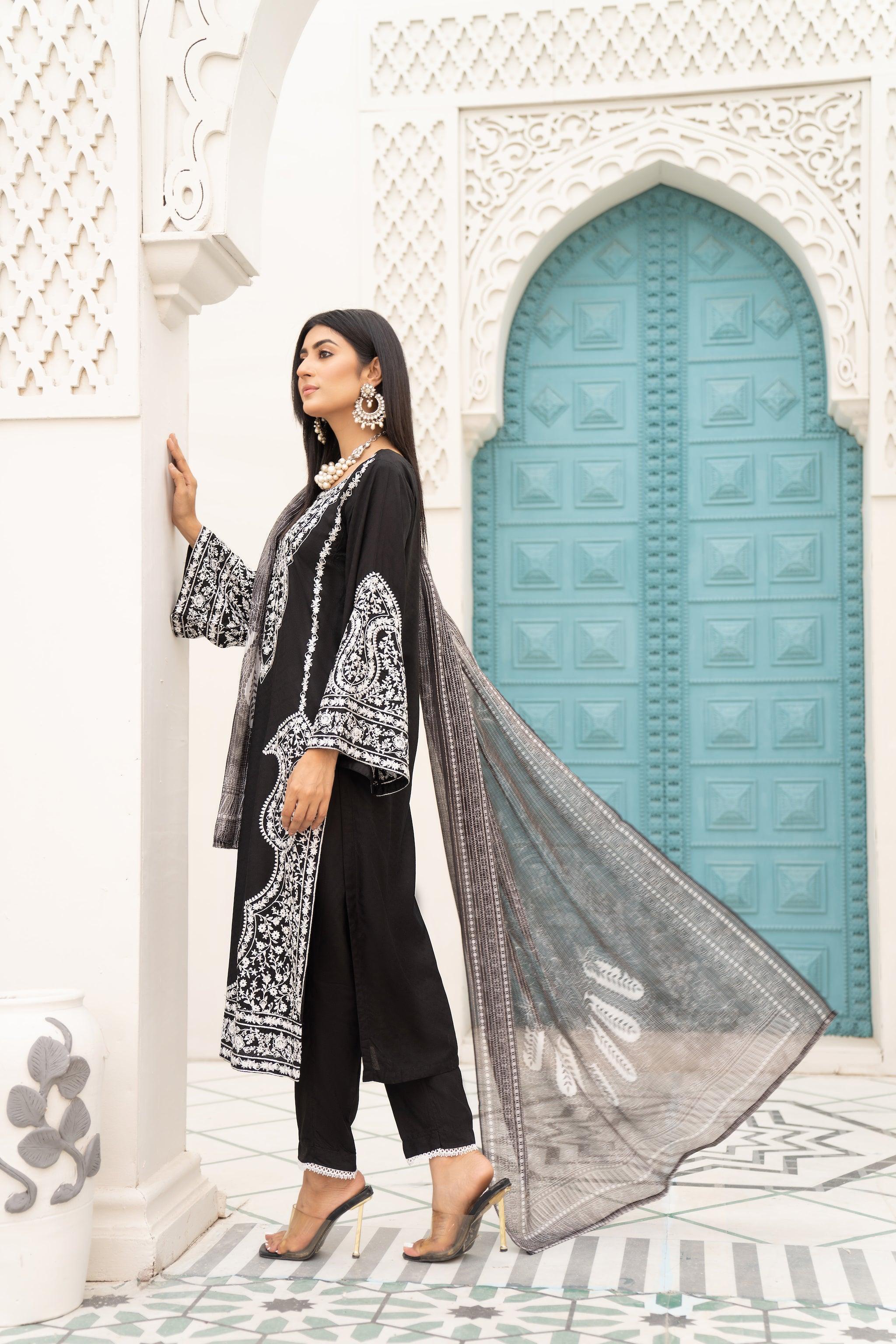 3 Piece Linen Suit Luxury Pret - AR-3004-Chand Bano - ARFARIWAJ