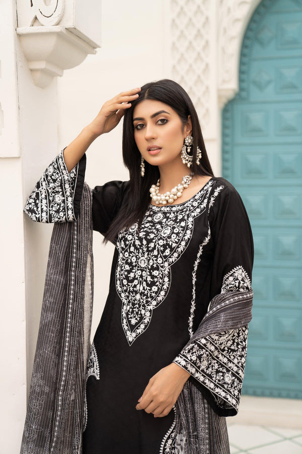 3 Piece Linen Suit Luxury Pret - AR-3004-Chand Bano - ARFARIWAJ
