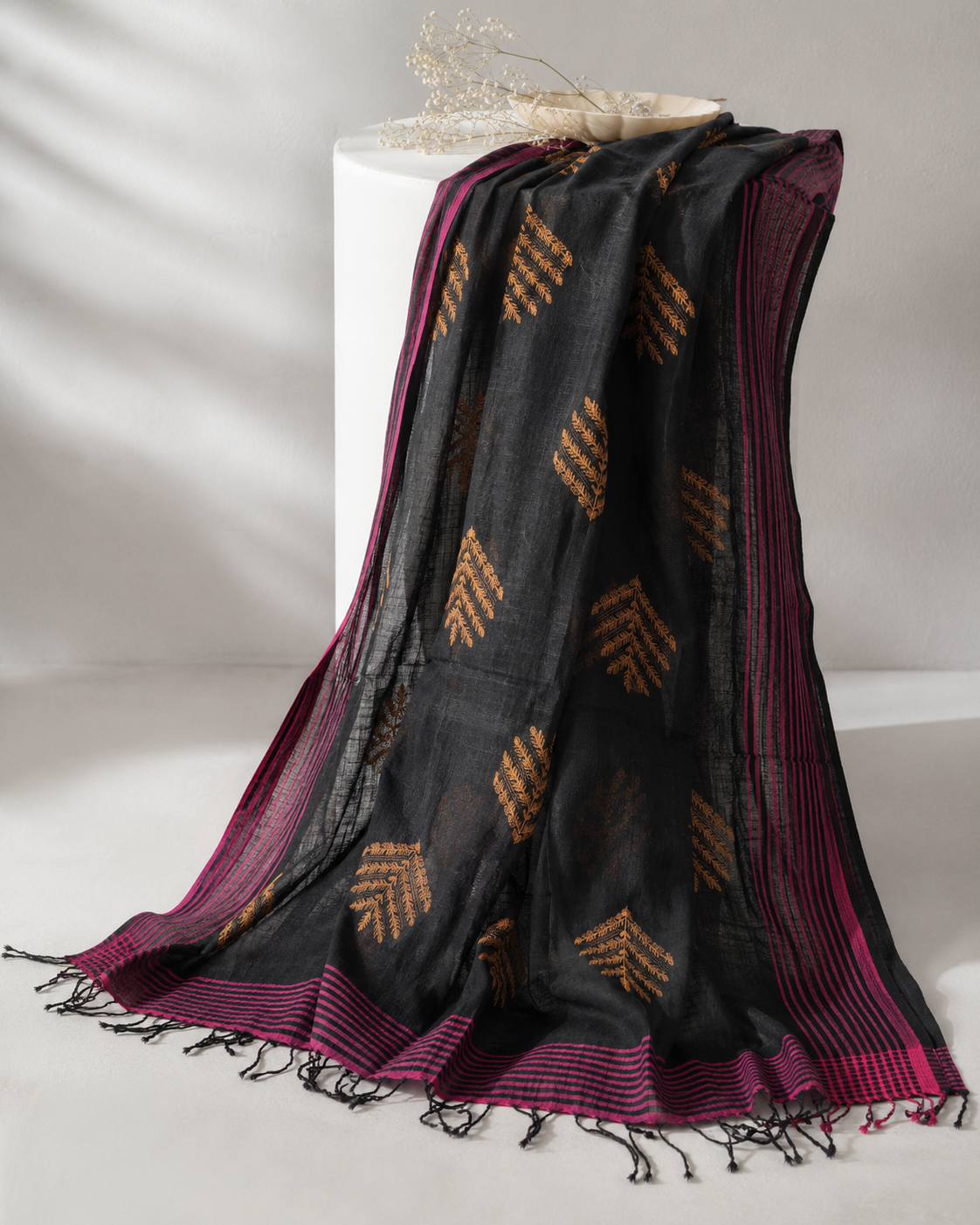 Black Pashmina Jacquard Shawl