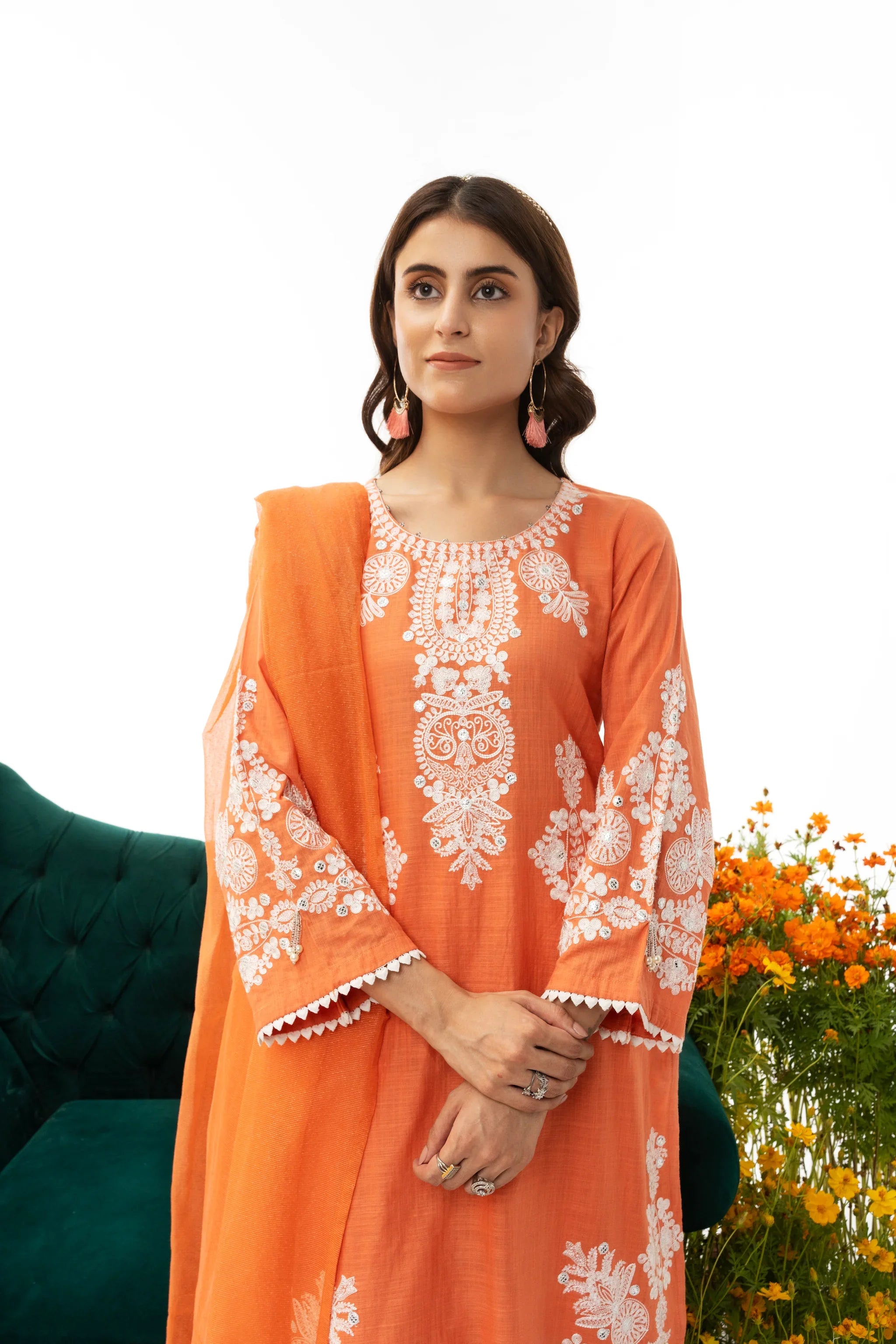 Dusty Rose 3 Piece Lawn Suit Luxury Pret - AR-2842-S23 (Dusty Rose) - ARFARIWAJ