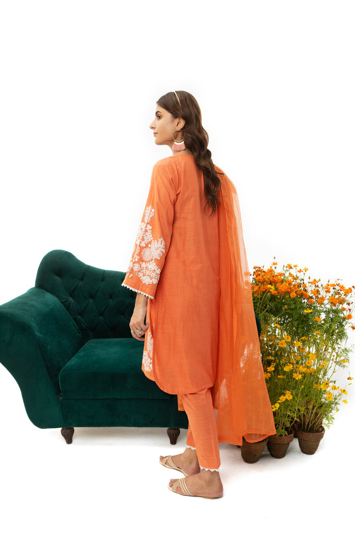 Dusty Rose 3 Piece Lawn Suit Luxury Pret - AR-2842-S23 (Dusty Rose) - ARFARIWAJ