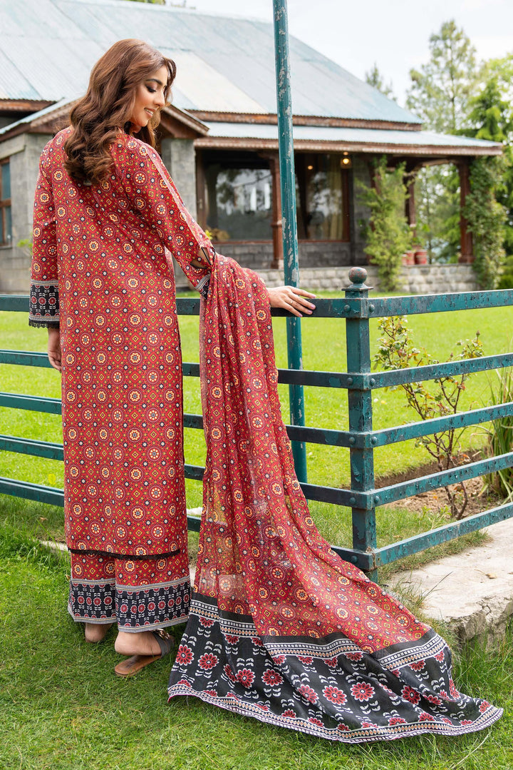 3 Piece Printed Lawn Suit Pret - AR-3303-Emberglow - ARFARIWAJ