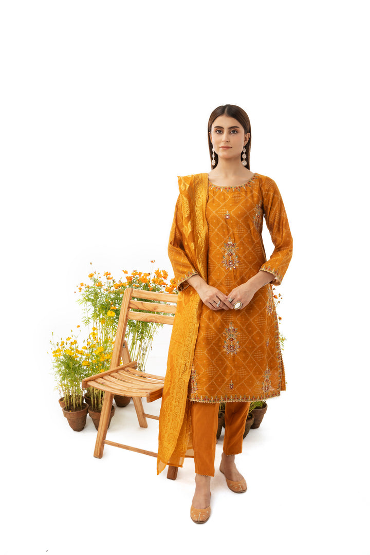 3 Piece Khadi Net Suit - AR-2888-S23 (Jhumka) - ARFARIWAJ