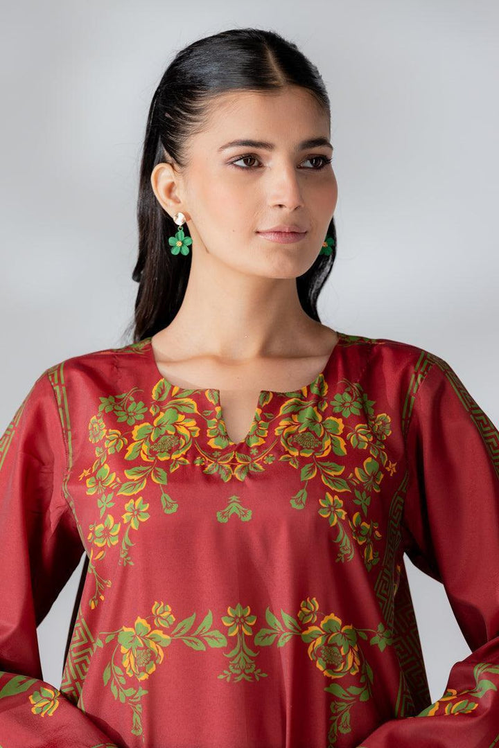 Raw Silk Red Fusion Blend Co-Ord Set - AR-3504 - ARFARIWAJ