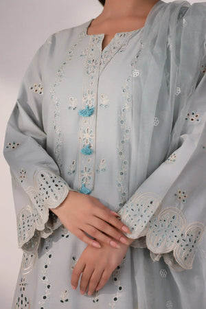 SAGA 3 Pcs Grey Suit Ready To Wear -AR-3356-Saga - ARFARIWAJ