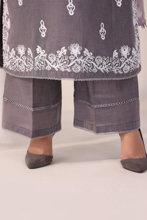 SMOKE 3 Piece Embroidered Ready To Wear - AR-3396-Smoke - ARFARIWAJ
