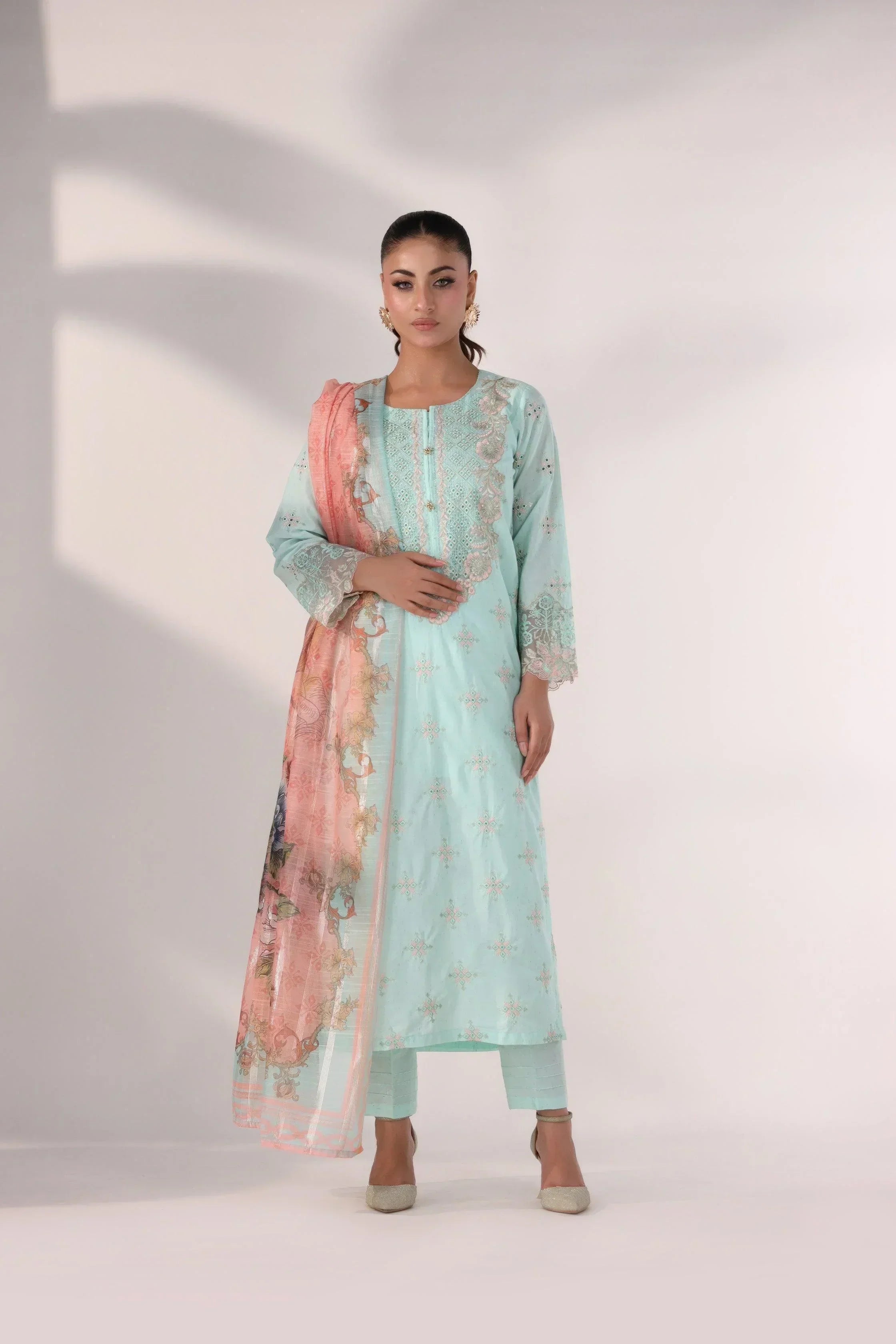 Shaffay 3 Pc Embroidered Ready To Wear - AR-3359-Shaffay - ARFARIWAJ