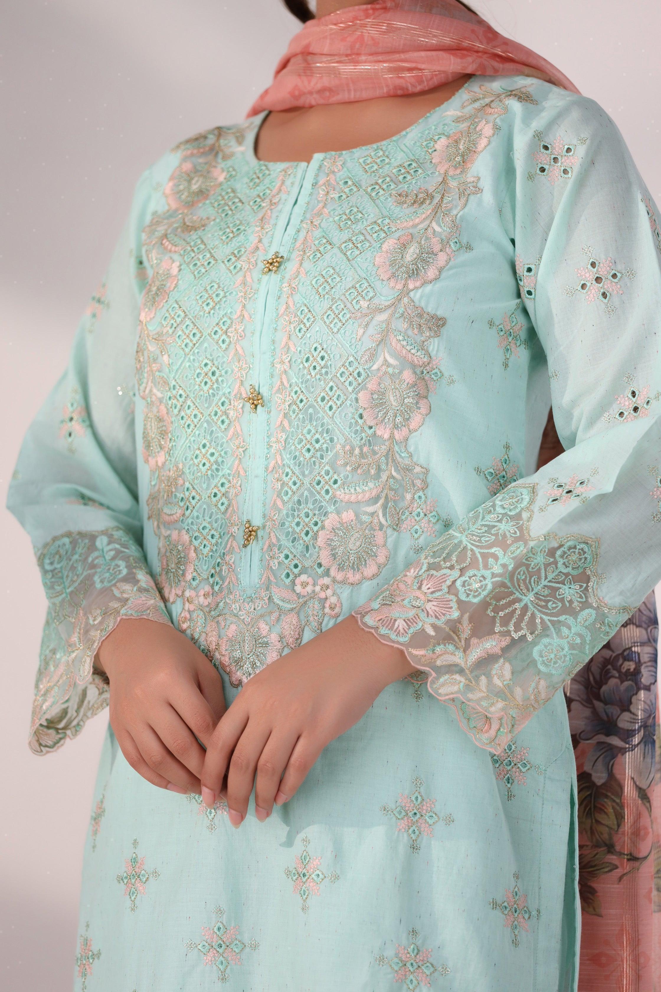Shaffay 3 Pc Embroidered Ready To Wear - AR-3359-Shaffay - ARFARIWAJ