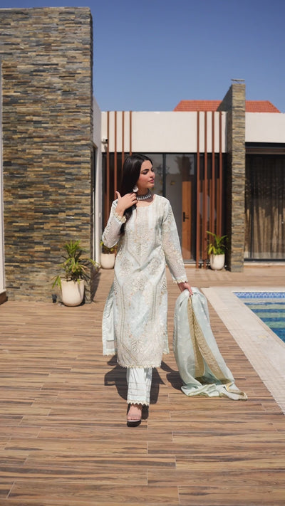 3 Piece Sky Blue Karandi Ready To Wear - IN-356 - ARFARIWAJ