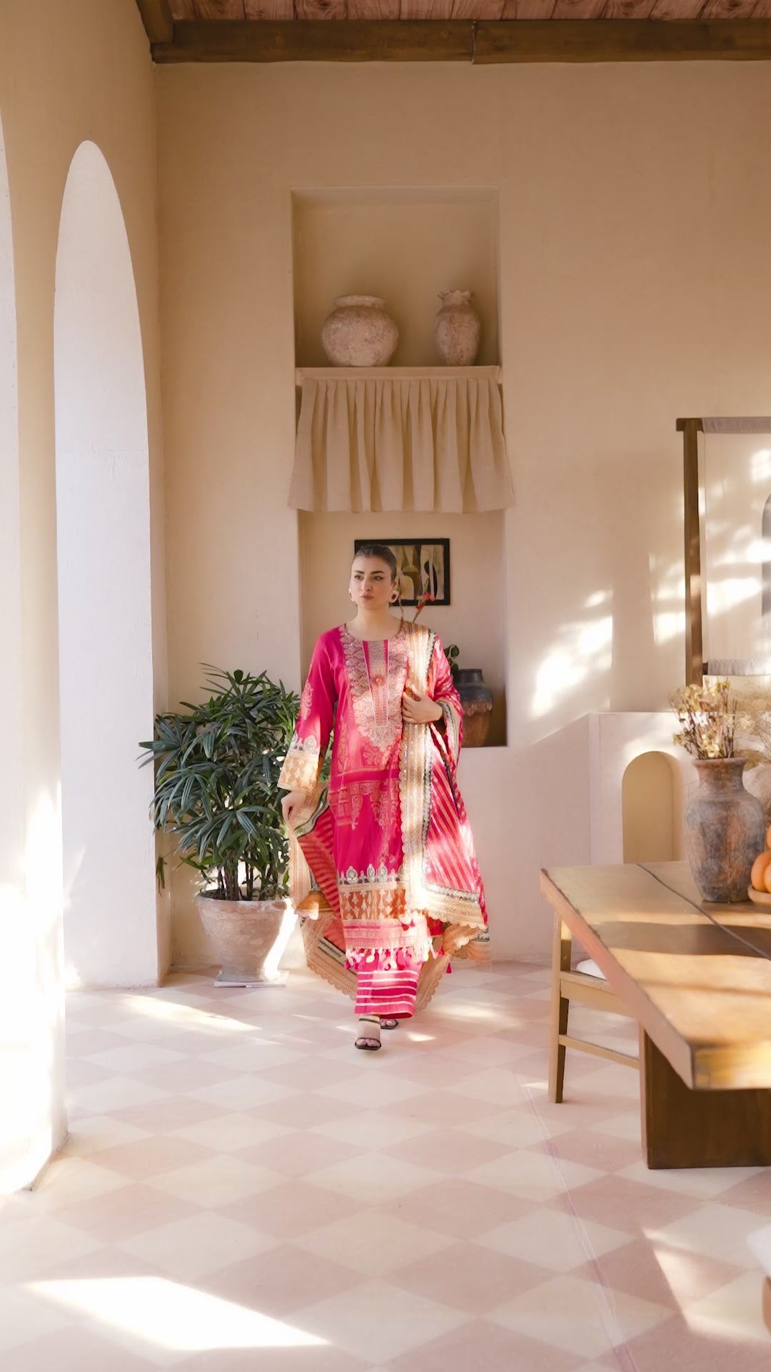 3 Piece S.Pink Jacquard Ready To Wear - AR-3681 -ARFARIWAJ